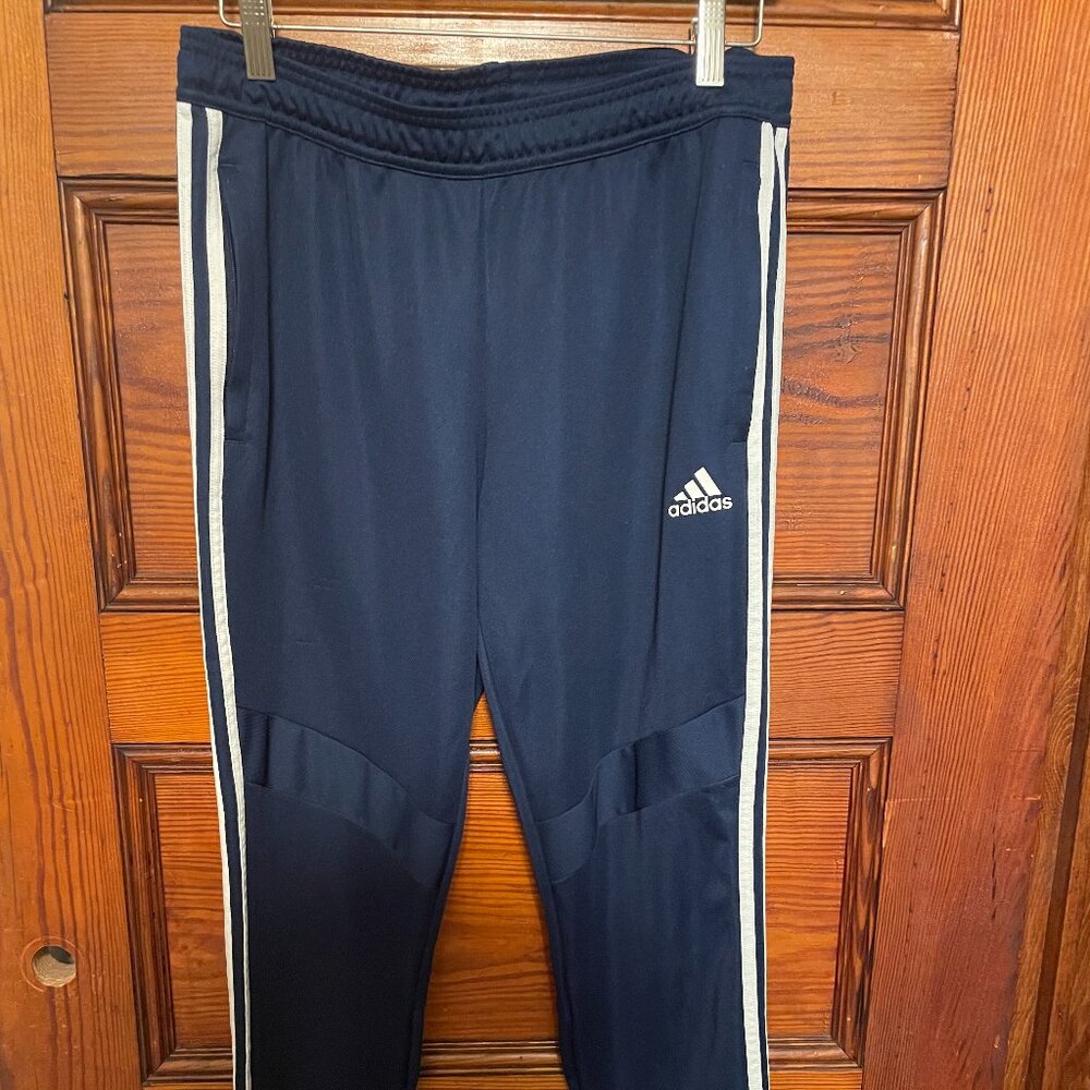 Adidas Clima Cool Pants Womens Medium Dark Blue 3 stripe Zip Leg Training Logo